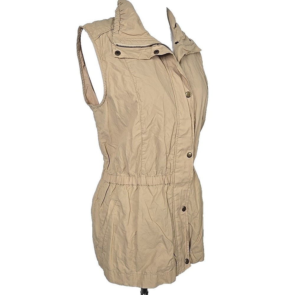 ColdWater Creek Beige Cotton/Nylon Zip Snap Front Vest Size Large / 14 - Picture 2 of 8